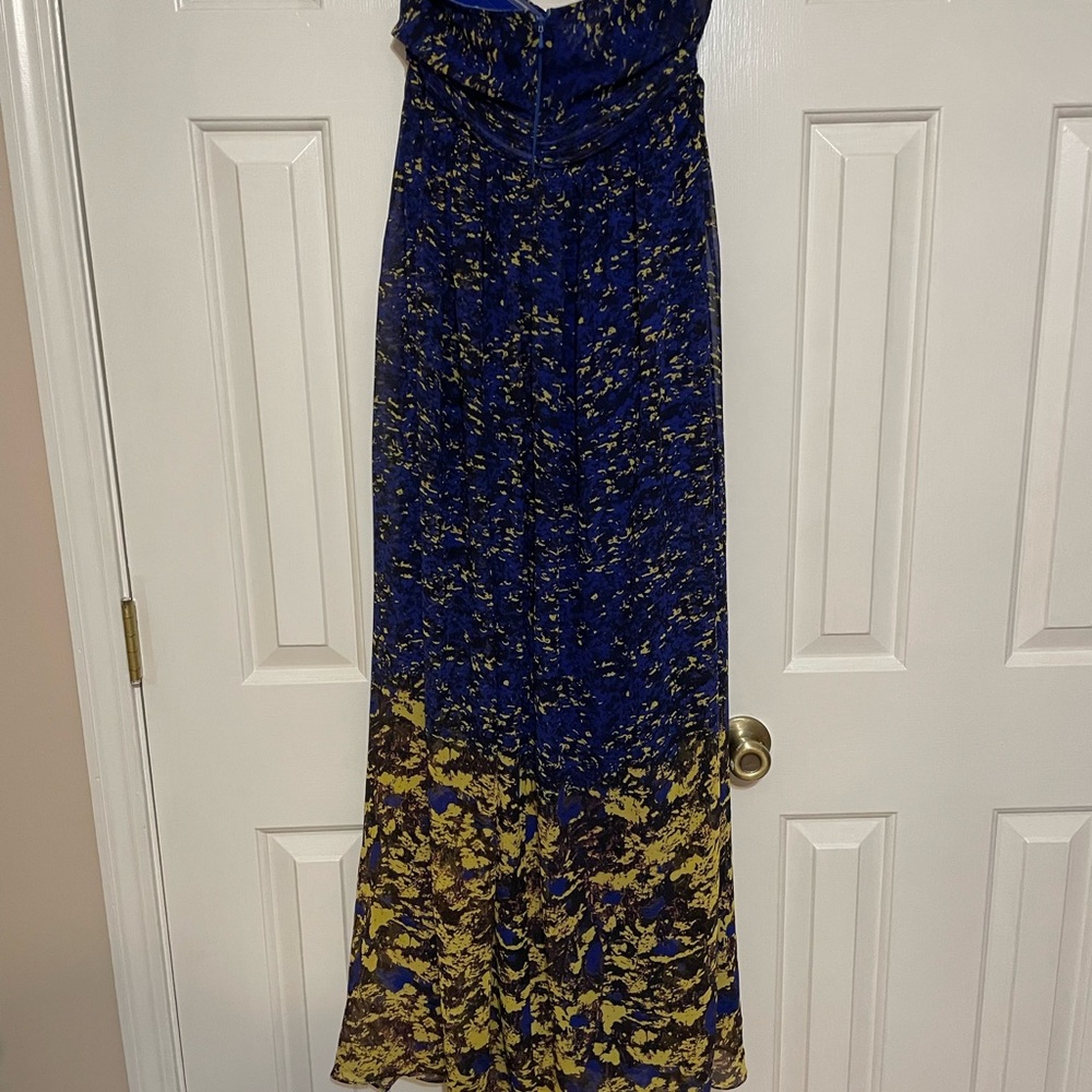 Minuet Petite Blue and Gold Sleeveless Maxi Dress
